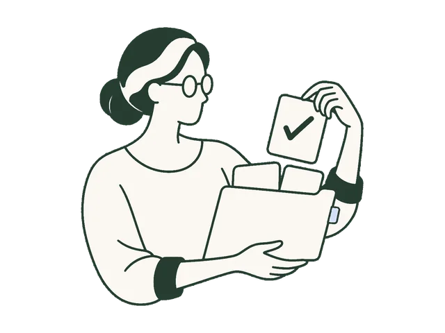 An older adult choosing a benefit card from a folder.